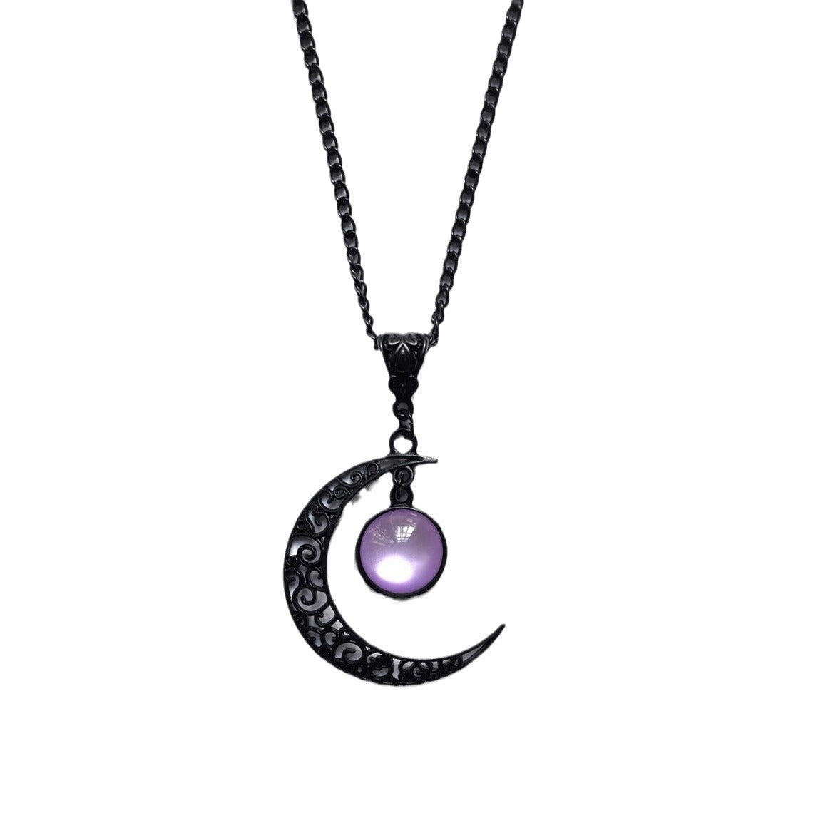 Wholesale Gothic Bohemian style black silk crescent necklace